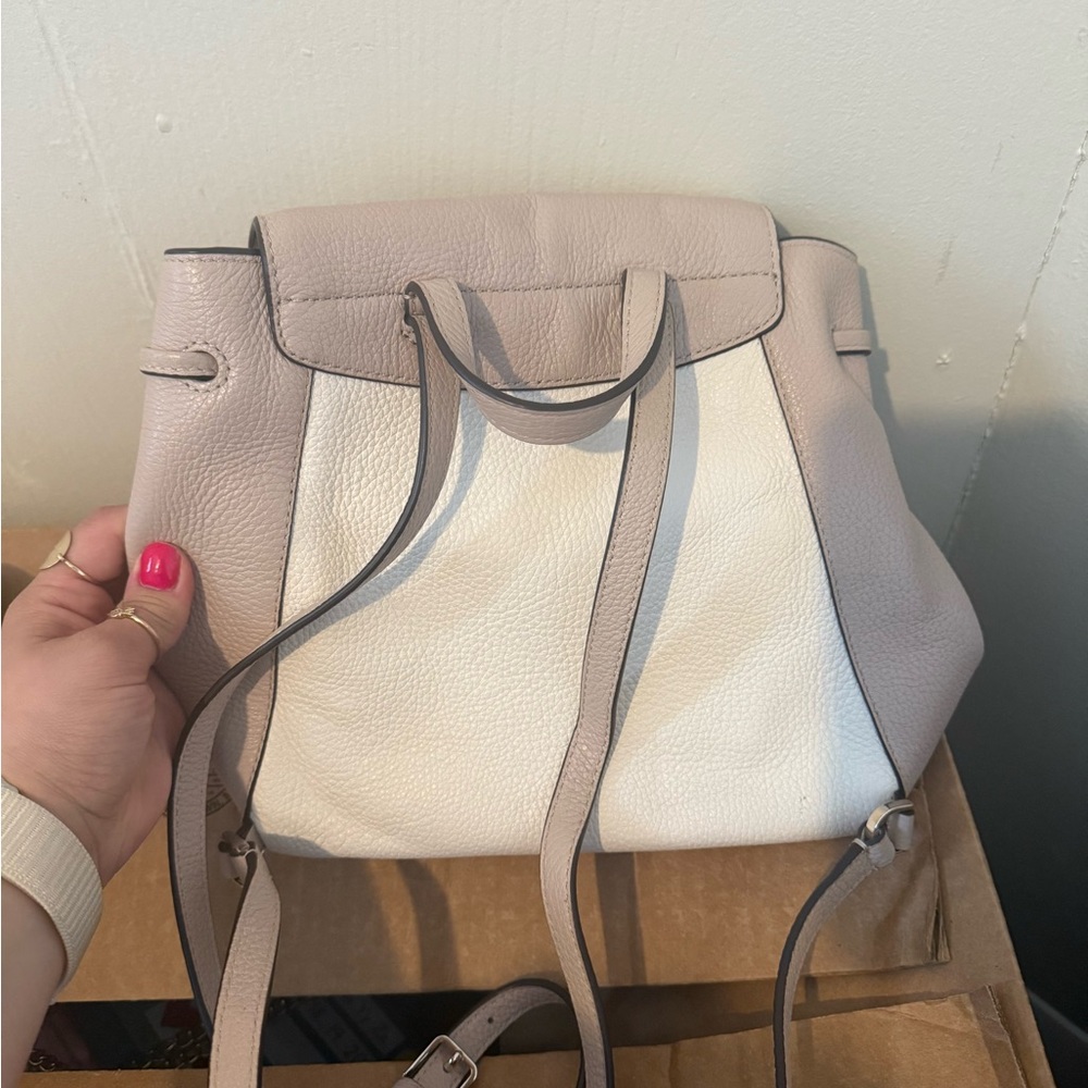 Kate Spade Taupe and White Leather Backpack - Picture 2 of 3